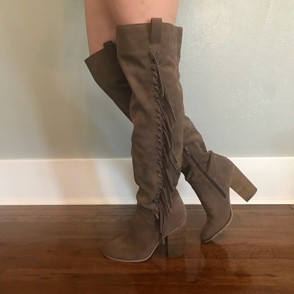 Carlos by Carlos Santana Over The Knee Fringe Boot